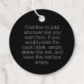 Aangepaste Witte Ronde Zakelijke Logo op Zwart Han Bedankjes Labels (Achterkant)