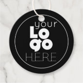 Aangepaste Witte Ronde Zakelijke Logo op Zwart Han Bedankjes Labels (Voorkant)