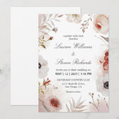 Aangepaste Witte Roze Autumnal Waterverf bruiloft Kaart (Voorkant / Achterkant)