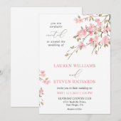 Aangepaste Witte Roze Kersenbloesem Huwelijk Kaart (Voorkant / Achterkant)