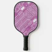 Aangepaste witte roze klassieke computercircuitkaa pickleball paddle (Achterkant)