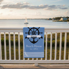 Aangepaste witte streep banden en anker strandlaken