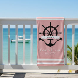 Aangepaste witte streep banden en anker strandlaken