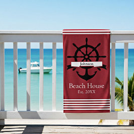 Aangepaste witte streepbanden en anker strandlaken