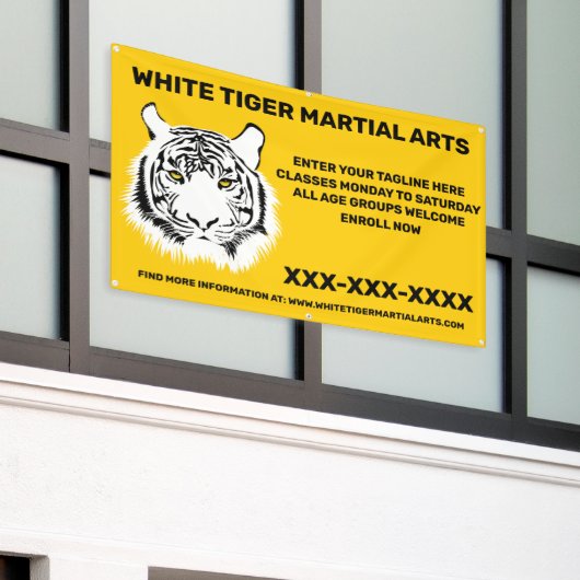 Aangepaste Witte tijger Martial Arts aanpassen Spandoek (Buitenkant Gebouw)
