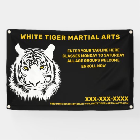 Aangepaste Witte tijger Martial Arts aanpassen Spandoek (Horizontaal)