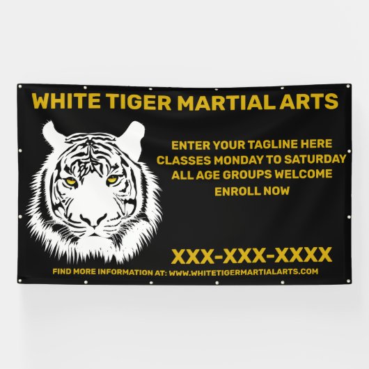 Aangepaste Witte tijger Martial Arts aanpassen Spandoek (Horizontaal)