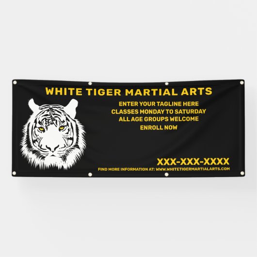 Aangepaste Witte tijger Martial Arts aanpassen Spandoek (Horizontaal)
