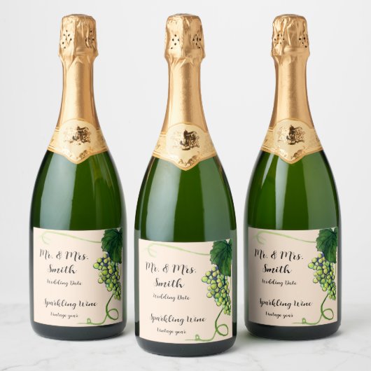 Aangepaste witte wijn fles label sparkling wijnetiket (Flessen)