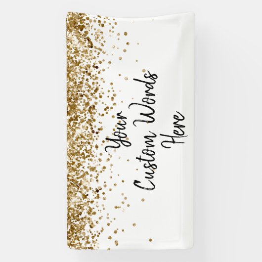 Aangepaste witte zwarte gouden verjaardagsfeest fo spandoek (Verticaal)