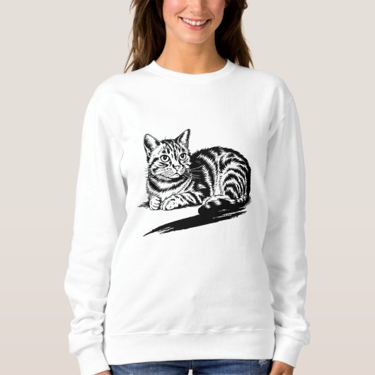 Aangepaste witte zwarte kat moeder leuke grappige trui (Voorkant)