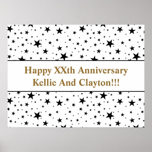 Aangepaste witte / zwarte sterren bericht Jubileum Poster (Voorkant)