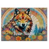 Aangepaste Wolf glas snijplank (Voorkant)