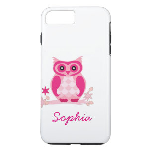 Aangepaste wolkzalf Unieke roovy Roze Owl iPhone 8 Plus / 7 Plus Hoesje