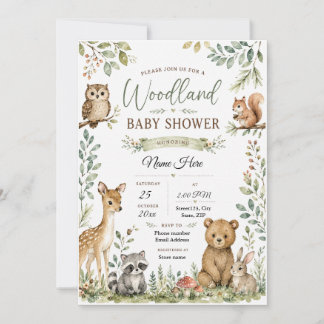 Aangepaste Woodland Baby Shower | Bosdieren Kaart