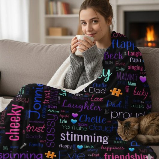 Aangepaste Word Cloud Sherpa Fleece Deken