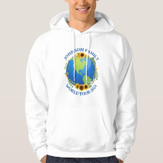 Aangepaste World Tour Aarde in Zonnebloemen Cool T Hoodie (Voorkant)