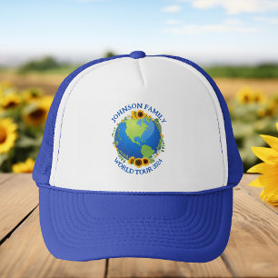 Aangepaste World Tour Aarde in Zonnebloemen Cool T Trucker Pet