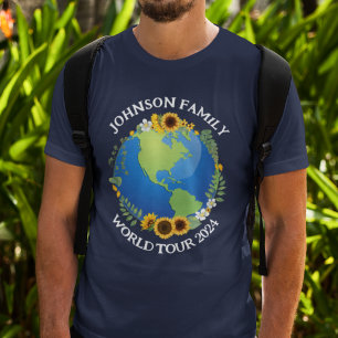 Aangepaste World Tour Aarde Zonnebloemen Overzee R T-shirt