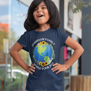 Aangepaste World Tour Earth Zonnebloemen Kinder re T-shirt