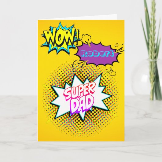 Aangepaste WOW! SUPER DAD Comic Style Pop Art Kaart (Voorkant)