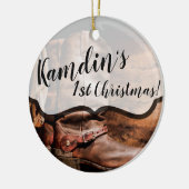 Aangepaste XMAS Ornament Cowboy Boots Barn Wood (Links)