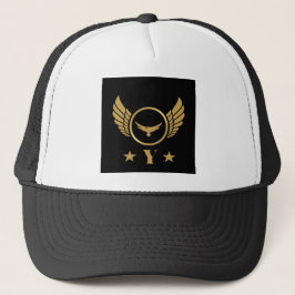 Aangepaste Y-letter Gold Eagle vleugels Wit en Zwa Trucker Pet