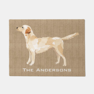 Aangepaste Yellow Lab Waterverf Silhouette Tan Bur Deurmat