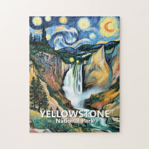 Aangepaste Yellowstone Lower Falls Van Gogh Kleurr Legpuzzel