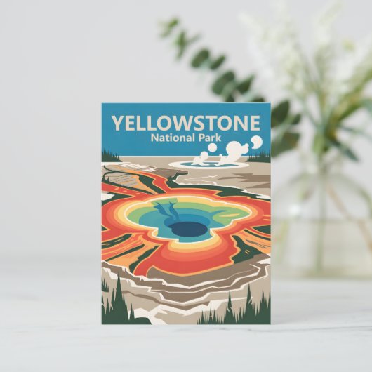 Aangepaste Yellowstone National Park WPA Retro Rei Briefkaart (Staand voorkant)