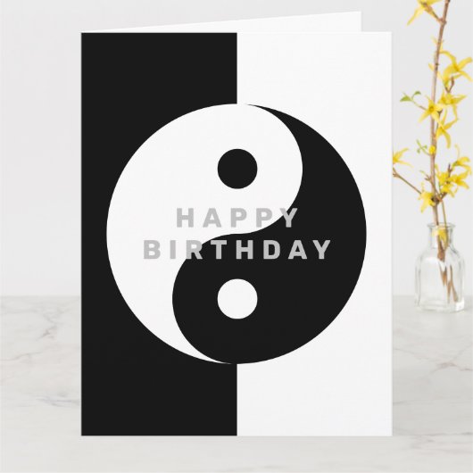 Aangepaste Yin Yang symbool Verjaardag wenskaart Kaart (Gele Bloem)