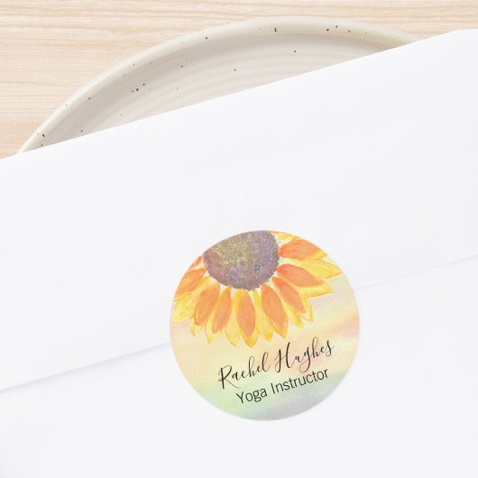 Aangepaste Yoga Instructor Sunflower Ronde Sticker