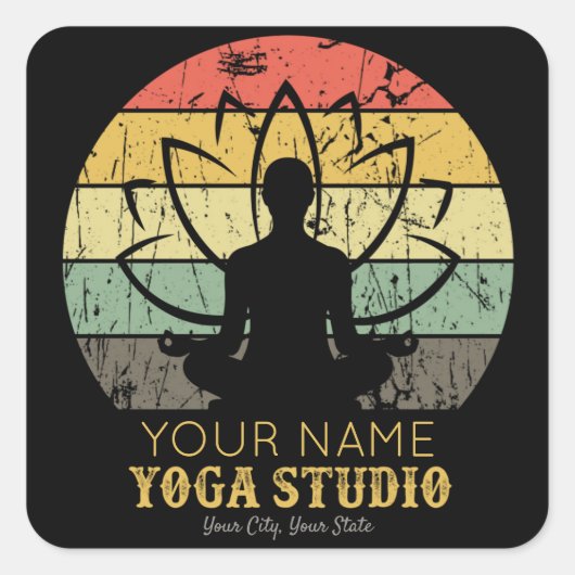 Aangepaste Yoga Studio Fitness Instructor Guru Vierkante Sticker (Voorkant)