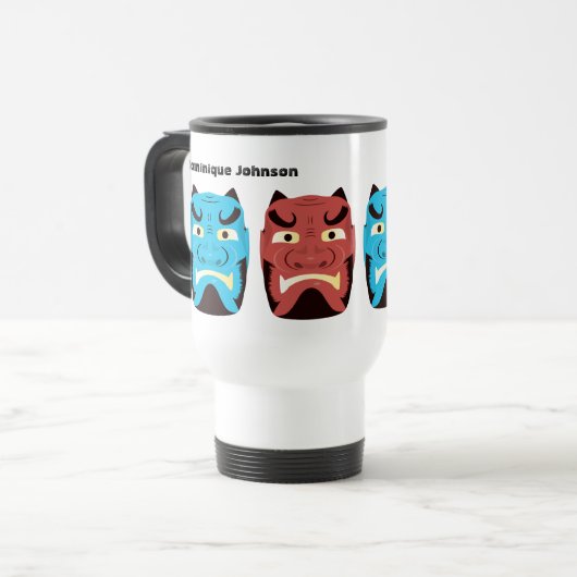 Aangepaste Yokai Oni (Japanse Demon) Reisbeker (Voorkant links)