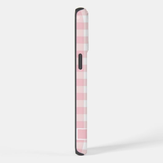 Aangepaste zachte pastel roze wit geruit patroon iPhone hoesje (Rechterkant)