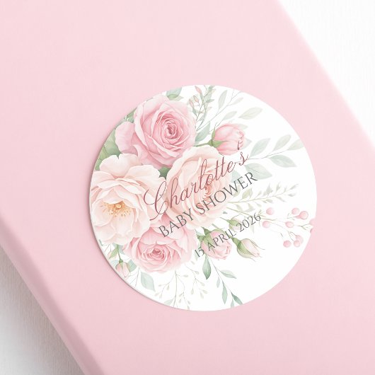 aangepaste zachte roze rozen bloem sticker sjabloo