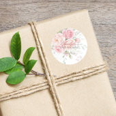 aangepaste zachte roze rozen bloem sticker sjabloo