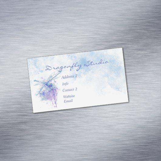 Aangepaste zachte Waterverf blauwe libel Business Magnetisch Visitekaartje (Voorbeeld)