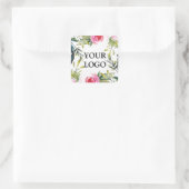 Aangepaste zakelijke bloemen dragen je Logo Vierkante Sticker (Tas)