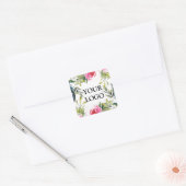 Aangepaste zakelijke bloemen dragen je Logo Vierkante Sticker (Envelop)