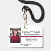 Aangepaste zakelijke gepersonaliseerde rode witte  badge (Voorzijde met lanyard)