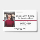 Aangepaste zakelijke gepersonaliseerde rode witte  badge (Voorzijde)