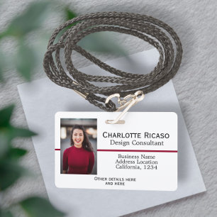 Aangepaste zakelijke gepersonaliseerde rode witte badge