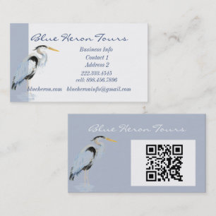 Aangepaste Zakelijke Grote Blauwe Reiger Vogel QR Visitekaartje
