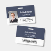 Aangepaste zakelijke Logo Barcode Werknemer Foto Badge (Voor- en achterkant)