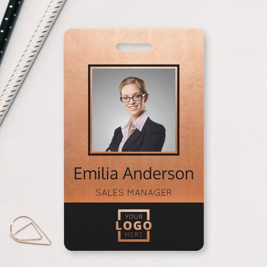 Aangepaste zakelijke Logo Barcode Werknemer Foto Badge