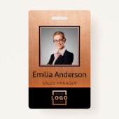 Aangepaste zakelijke Logo Barcode Werknemer Foto Badge (Voorkant)