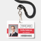 Aangepaste zakelijke Logo Barcode Werknemer Foto Badge (Voorzijde met lanyard)