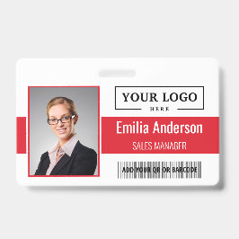Aangepaste zakelijke Logo Barcode Werknemer Foto Badge