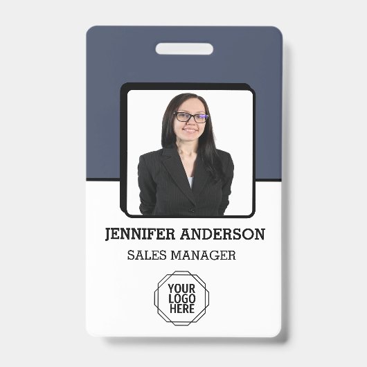 Aangepaste zakelijke Logo Basic Barcode Werknemer Badge (Voorzijde)